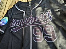 Load image into Gallery viewer, V2 Baseball Jersey// &quot;inurhead&quot; Down Low Black + Gunmetal Accents